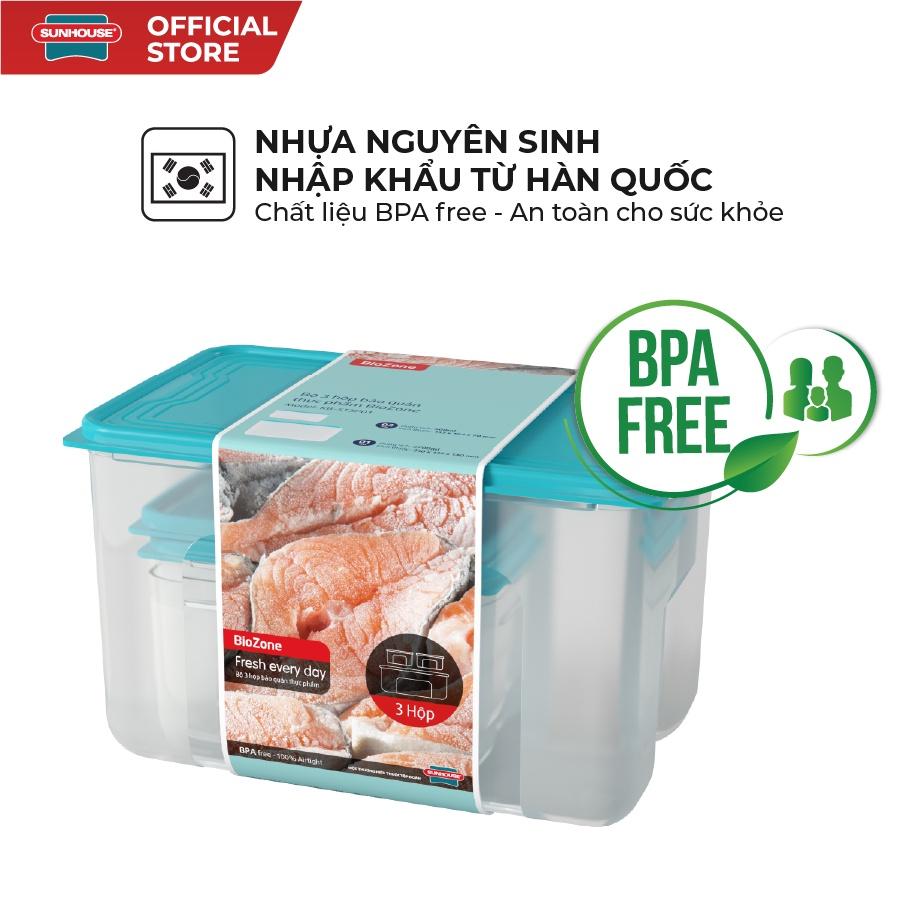 Bộ 3 Hộp Bảo Quản Thực Phẩm BIOZONE KB-ST3P01 2700 ml 500 ml