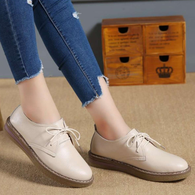 Giày Đế Bệt Bằng Da Cho Nữ