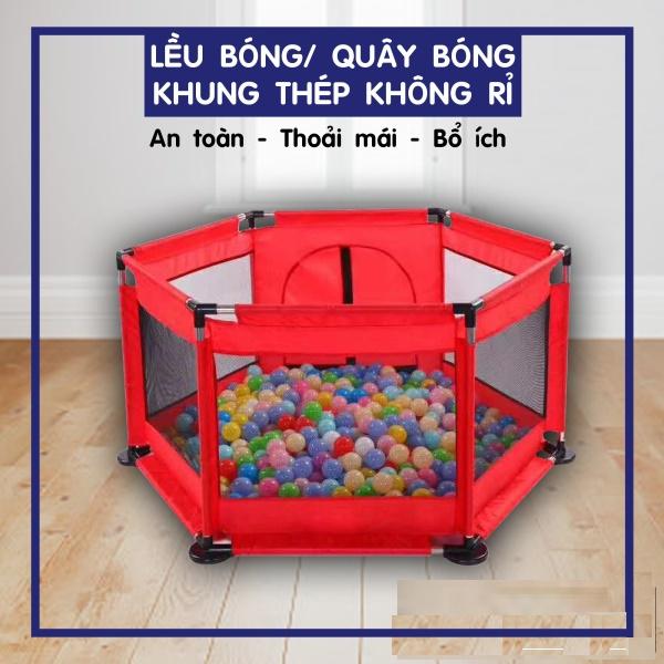 Quây Bóng Lục Giác Khung Inox Tặng Kèm 10 Bóng Nhựa Cho Bé -