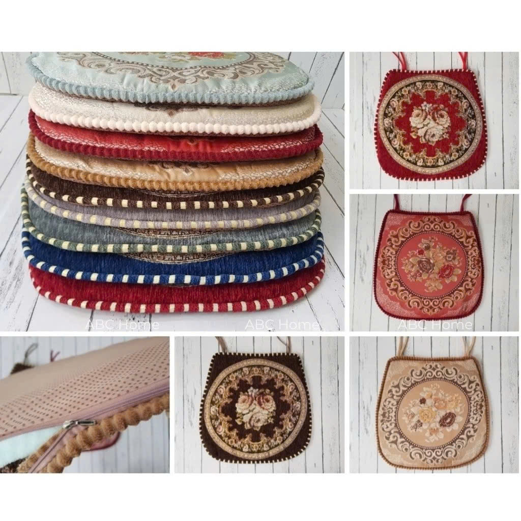 Đệm Lót Ghế Hoa Văn Cổ Điển Có Dây Buộc – Nệm Ngồi Dày Dặn Chống Trượt, Trang Trí Ghế Gỗ, Ghế Ăn, Ghế Sofa - HÀNG CHÍNH HÃNG MINIIN