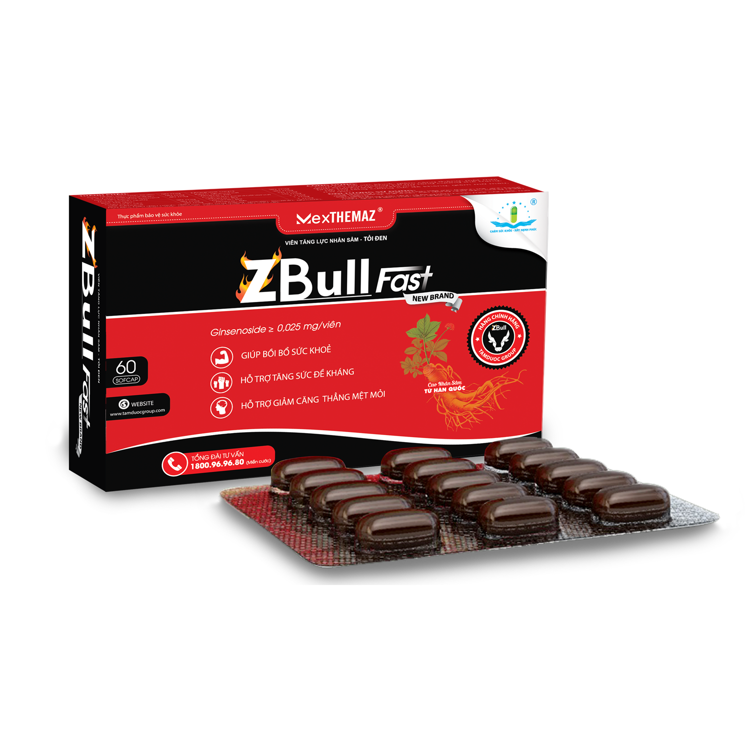 Viên Tăng Lực Nhân Sâm Tỏi Đen Zbull Fast New Brand – Cung cấp năng lượng, khôi phục sinh lực, tăng sức đề kháng, bồi bổ sức khỏe