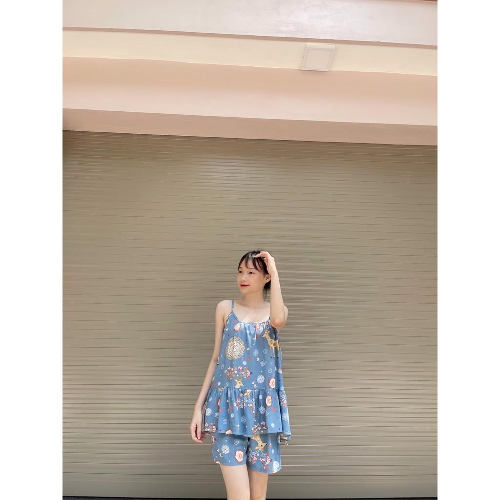 BỘ BẦU DỂ THƯƠNG LANH ĐÙI HAI DÂY MẶC NHÀ SIÊU MÁT freesize dưới 65kg