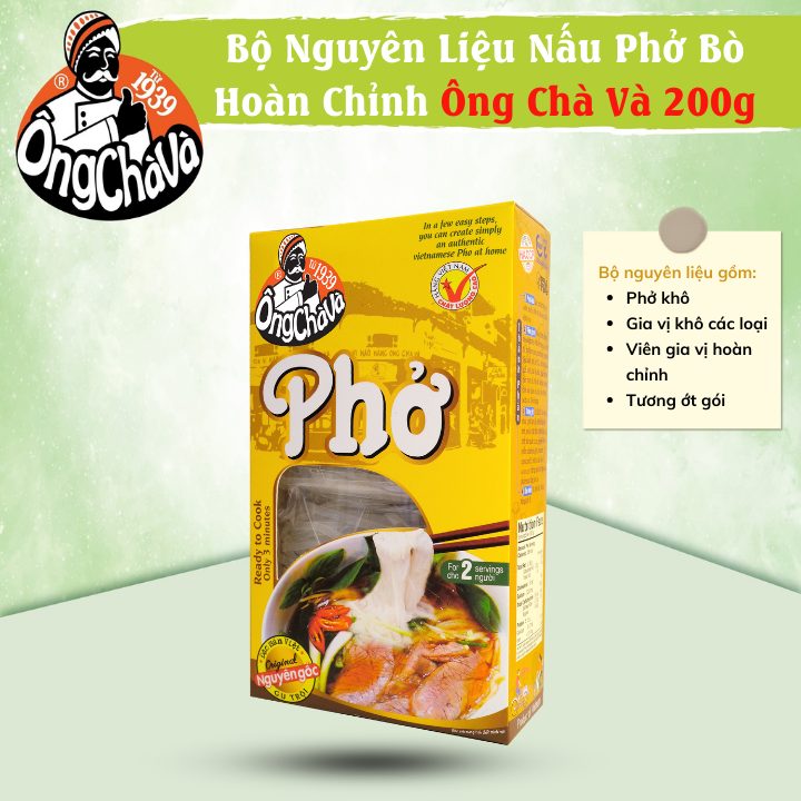 Bộ Nguyên Liệu Nấu Phở Bò Hoàn Chỉnh Ông Chà Và 200g Dành Cho 2 Người (Cooking Set For 2 Servings)