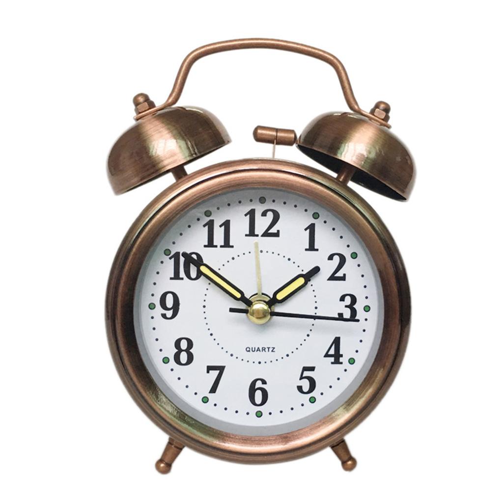 Retro Twin Bell Alarm Clock Battery Operated Loud Alarm Clock Bronze Color