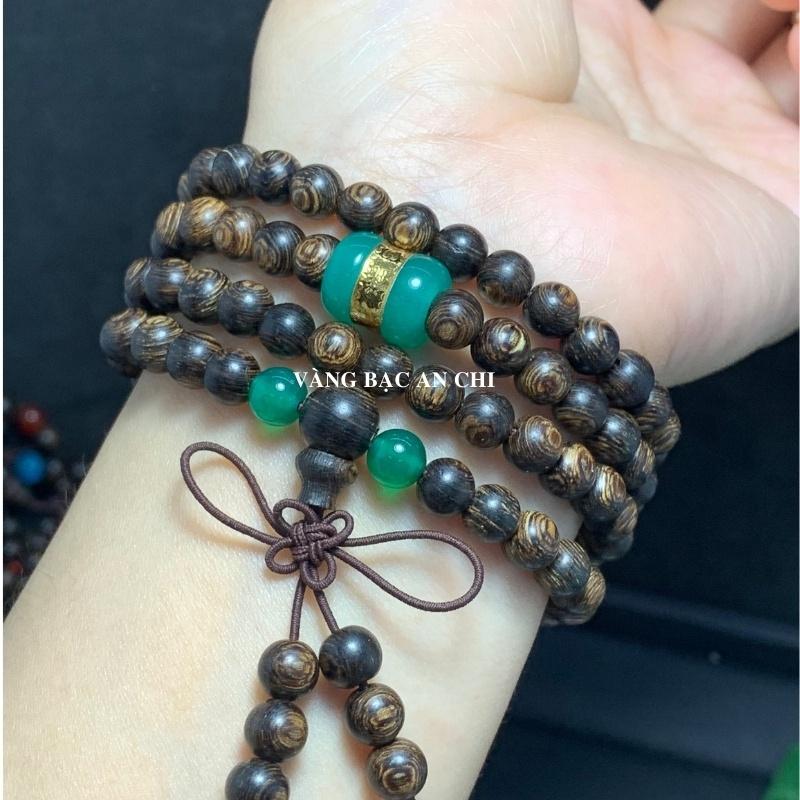 Vòng tay trầm hương sánh chìm 108 hạt 6li mix lu thống phong thuỷ Anchi jewelry