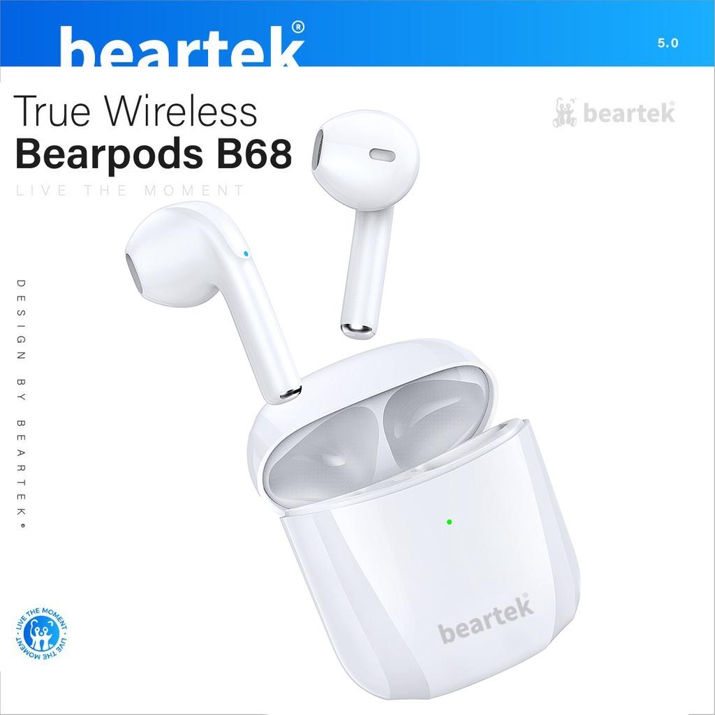 Tai nghe bluetooth Beartek Bearpods B68 có đổi tên, chạm cảm ứng, bass mạnh - Hàng chính hãng