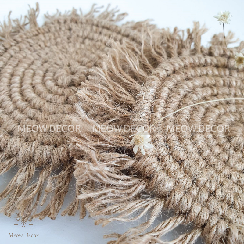 Lót ly thừng gai trang trí chụp ảnh, lót nến, phụ kiện decor phong cách vintage