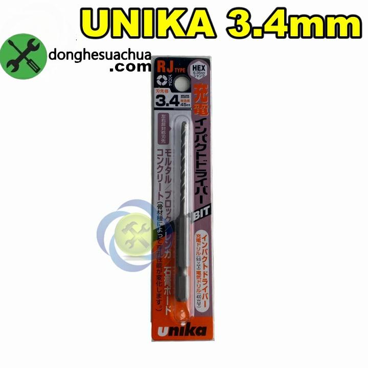 Mũi khoan tường Unika 3.4mm RJ 3.4 x 85 đuôi lục giác