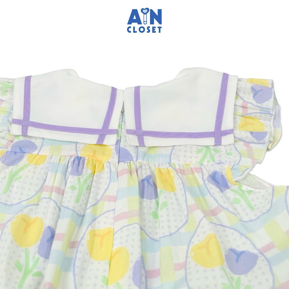 Đầm bé gái họa tiết Tulip Caro Tím cotton - AICDBGZHJUDU - AIN Closet