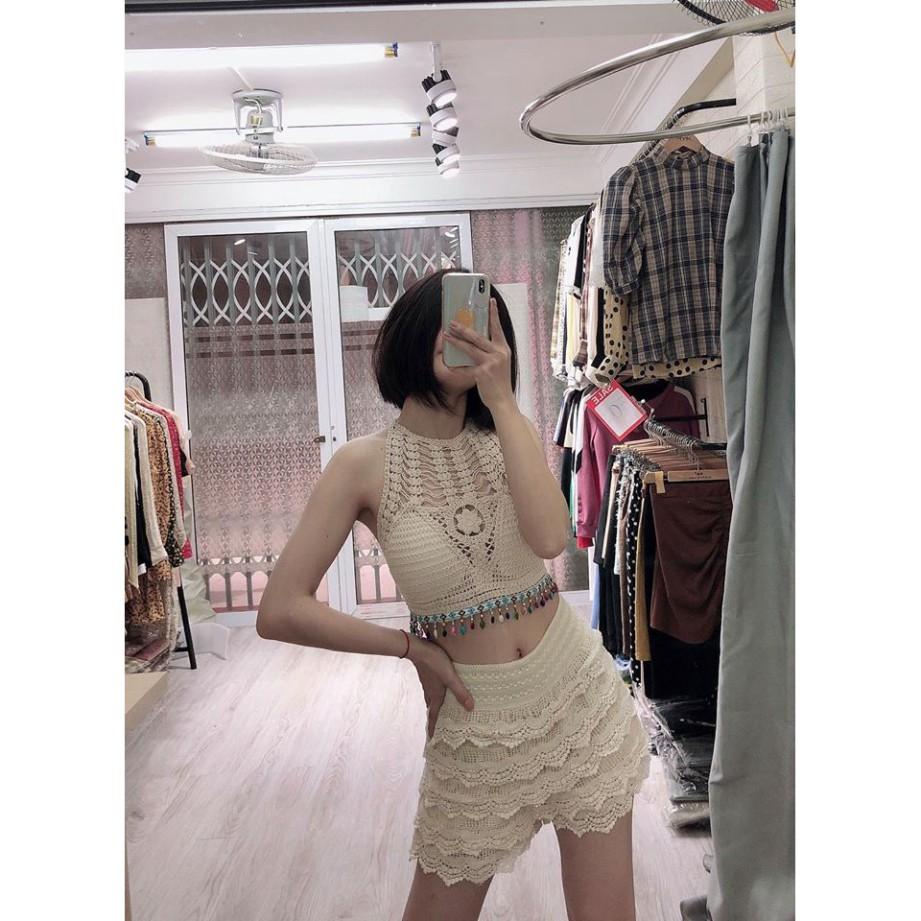 freeship Set đồ bơi bikini len móc kèm áo choàng siêu đẹp nữ tính hot nhât ( Ảnh chụp thật 100%)