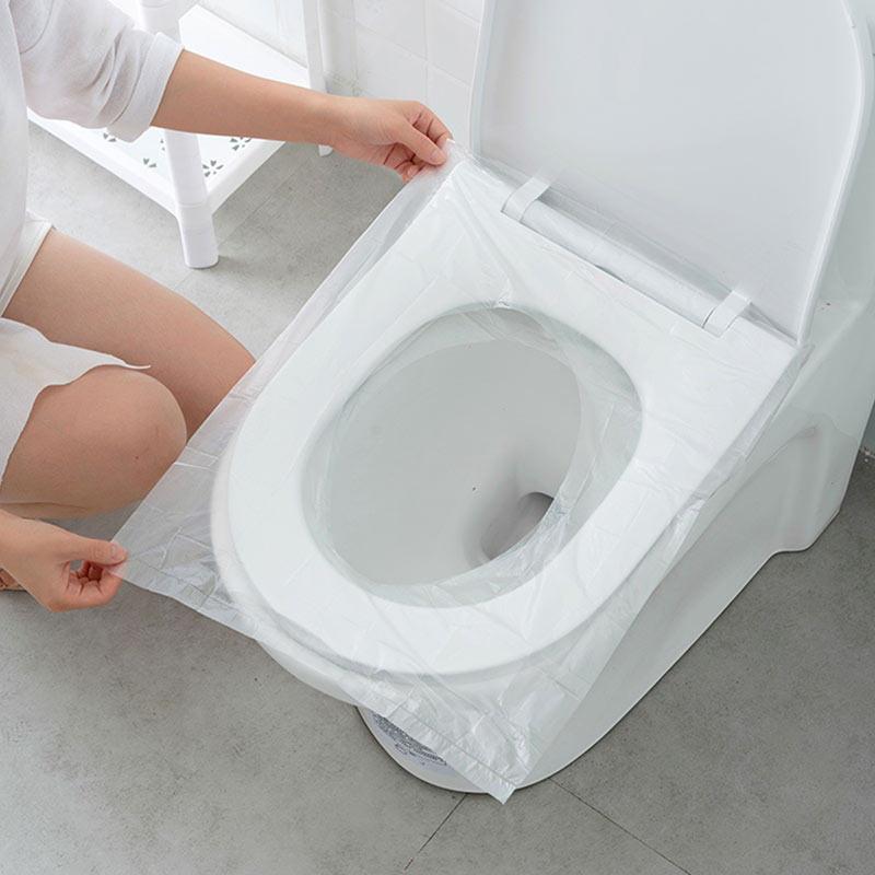 100 CÁI Nhà vệ sinh dùng một lần Nhà vệ sinh, Tấm bảo vệ bồn cầu bằng nhựa Không thấm nước Di động Vật liệu kháng khuẩn được bọc riêng Kích thước tiêu chuẩn cho phòng tắm cắm trại du lịch cho trẻ em