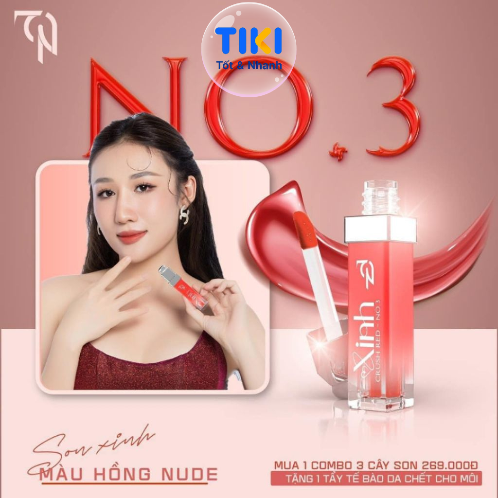 Son Xinh Đông Anh Chính Hãng Son Kem Lì Không Trôi Set 3 Màu Đỏ Tươi - Cam Đất - Đỏ Cam Collagen x3