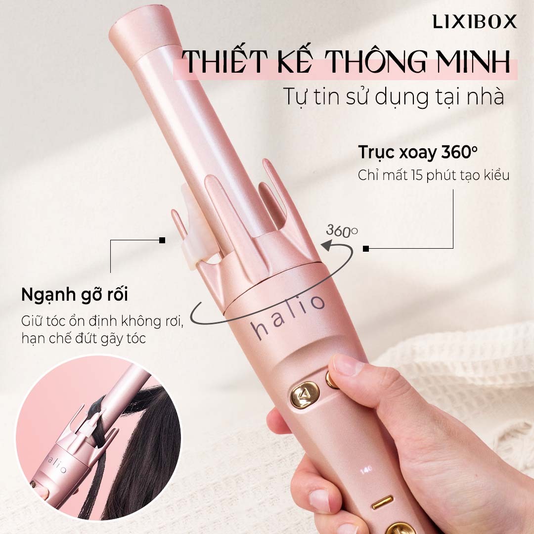 Máy Làm Xoăn Tự Động Xoay 360 Độ Halio Auto Rotating Hair Curler