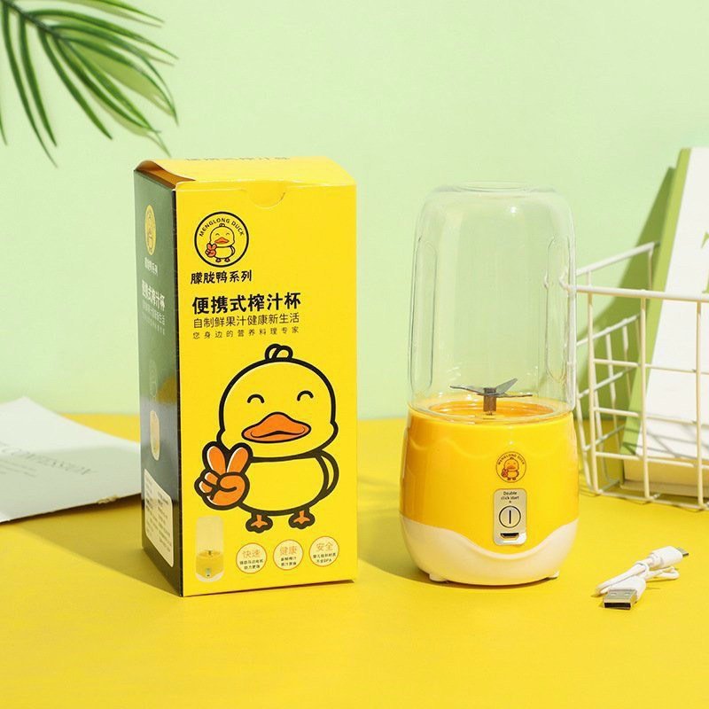 Máy xay mini cầm tay hình vịt vàng 4 lưỡi cực mạnh