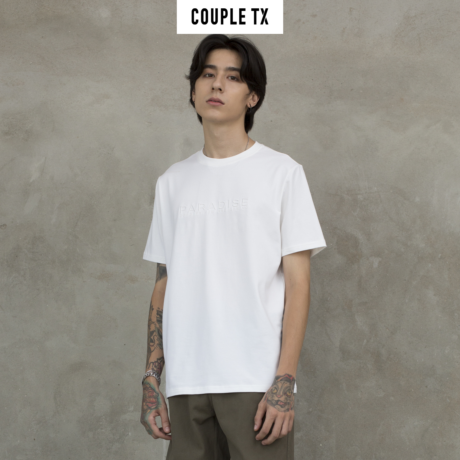 Áo thun Nam Nữ Thêu Typo Paradise Couple TX TS 139