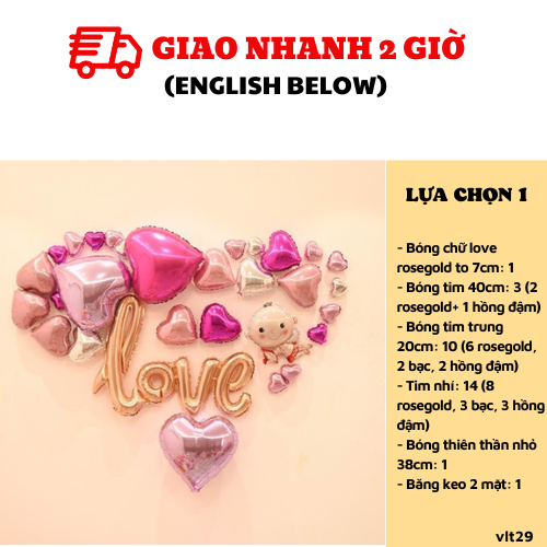 Bộ bóng trang trí Valentine balloon set vlt29