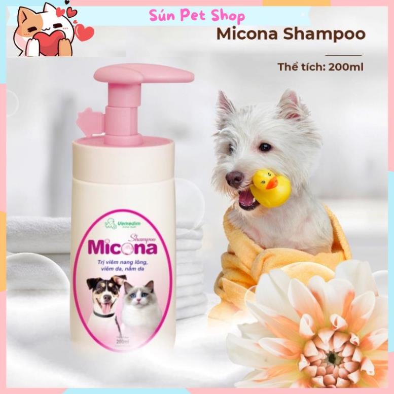 Sữa tắm cho chó mèo viêm nang lông, viêm da, nấm da Micona 200ml