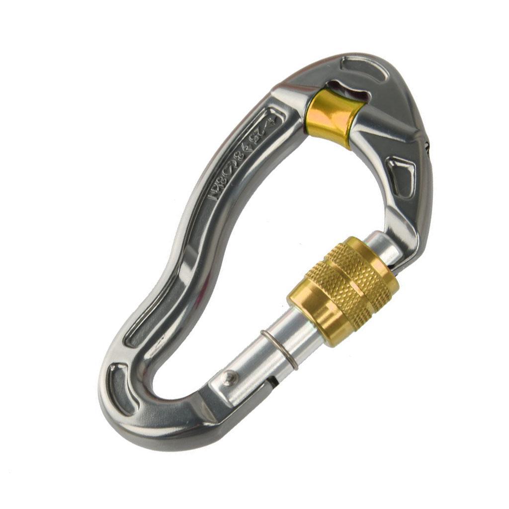 2x 25KN Climbing Safety Rappelling Screw Locking Carabiner Gear Equipment