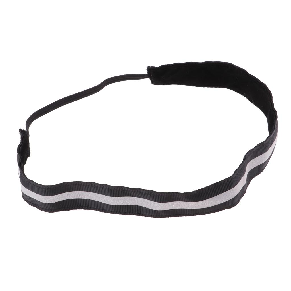 Reflective Men Women Sports Headband Gym Sweatband Hairband Black 1