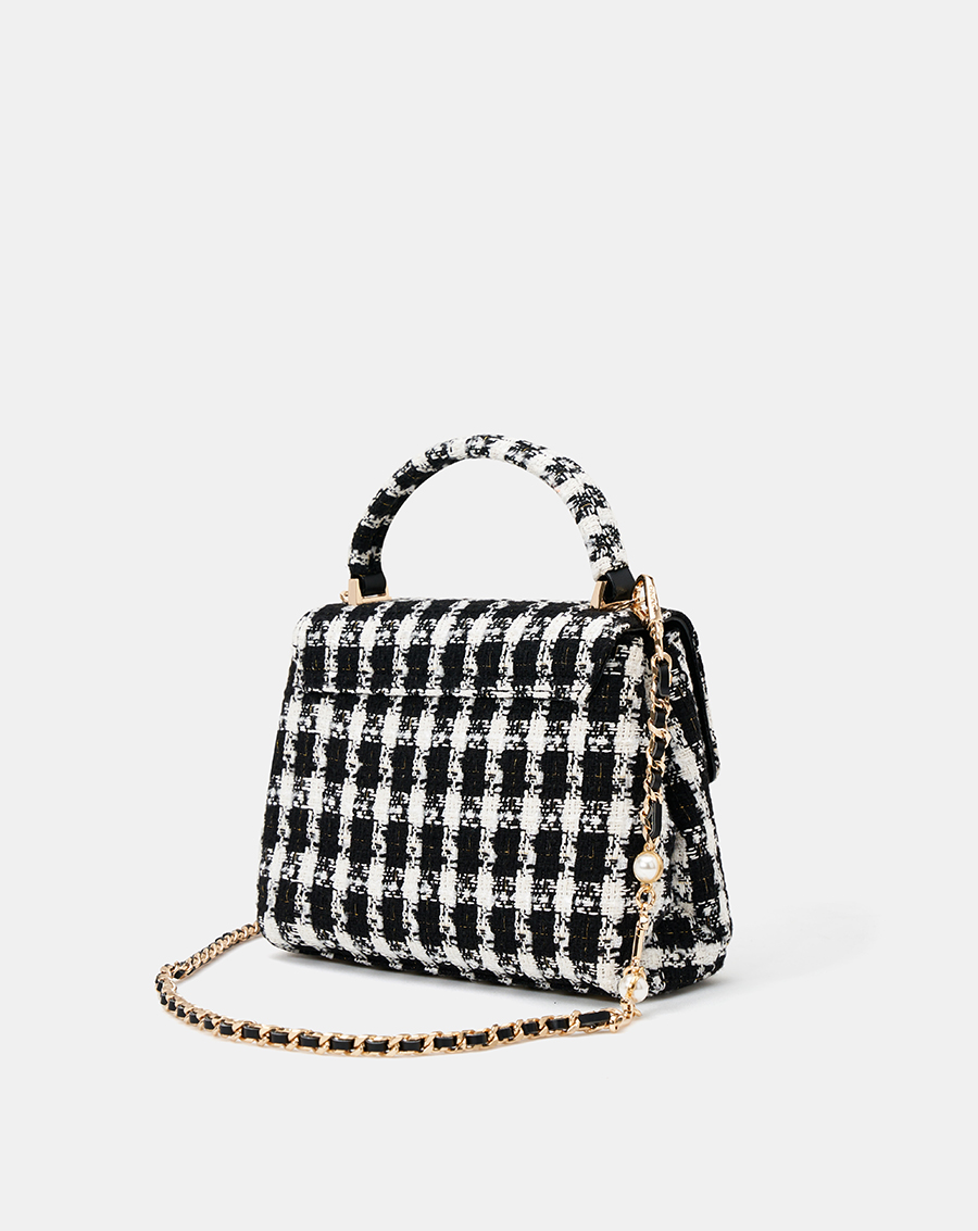 Túi Xách Nữ Thời Trang JUNO Cỡ Nhỏ Top Handle Phối Tweed TXN748