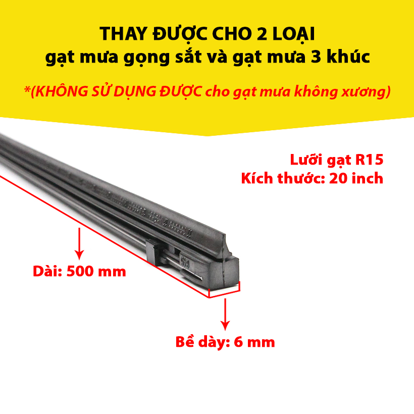 Combo 2 Lưỡi Gạt Mưa Loại A VIAIR R15 (20 Inch/500 mm)