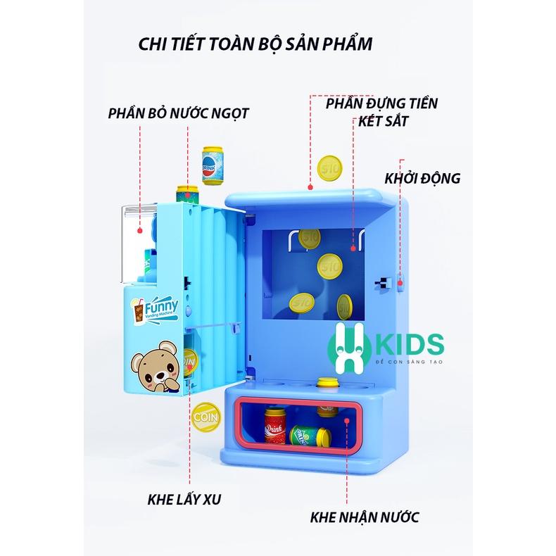 Đồ chơi máy bán nước tự động thông minh trẻ em kiêm két sắt mini cho bé trai bé gái có đèn và nhạc vui nhộn