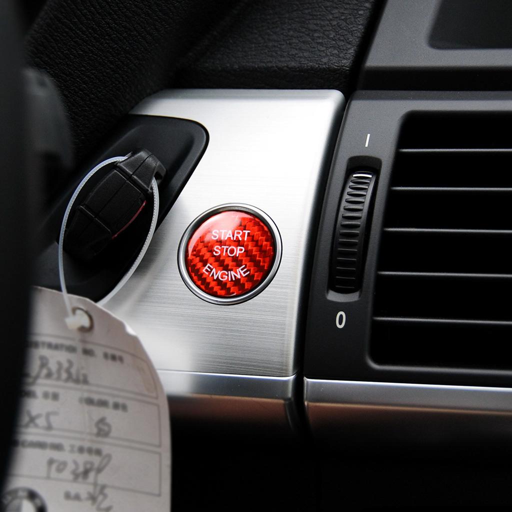 Carbon Fiber Car Engine Start Stop Switch Button Sticker Cover for  Red