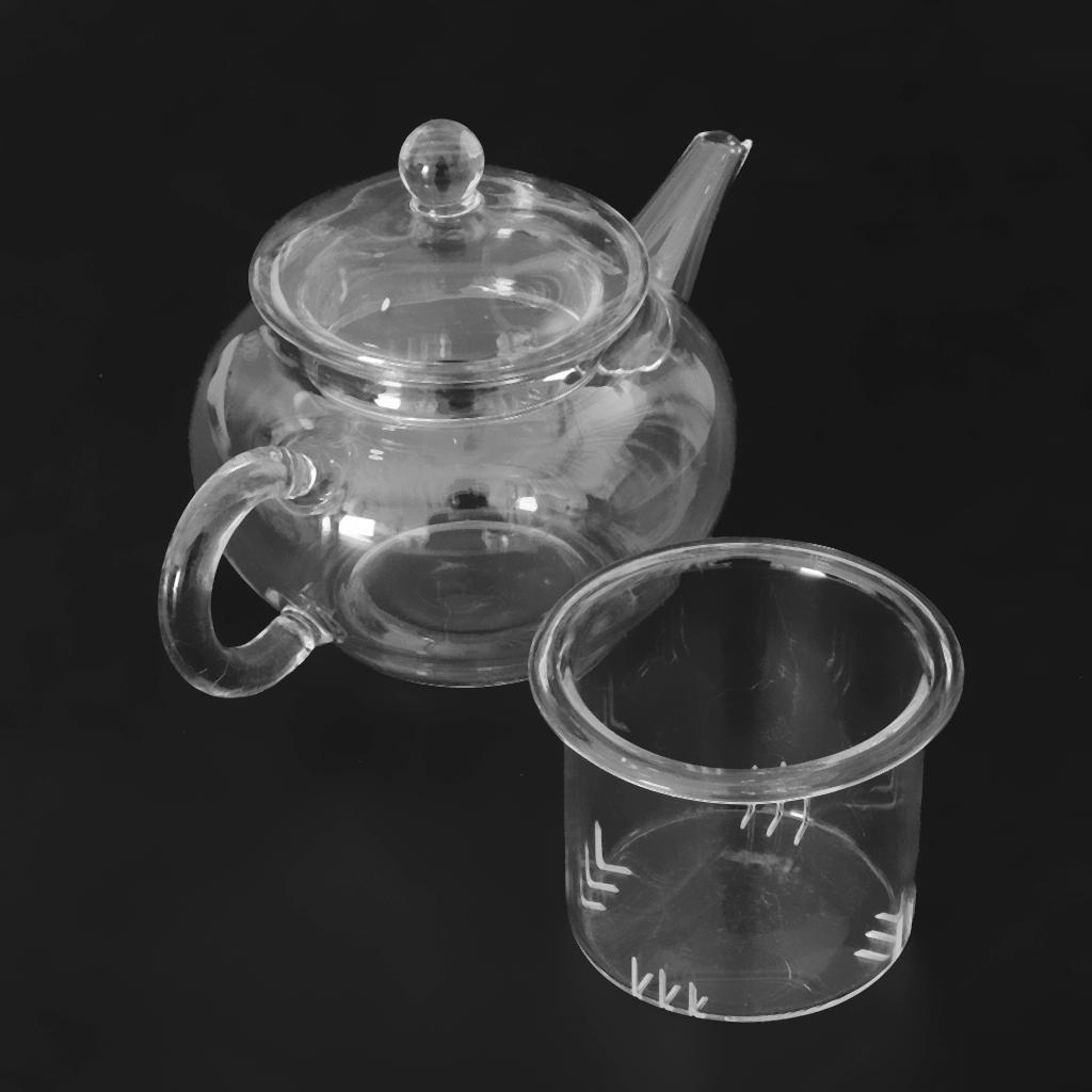 2pcs Heat Resistant Glass Teapot with Infuser Coffee Tea Leaf Herbal 250ml