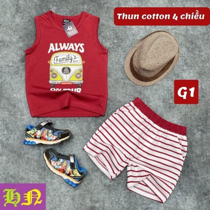 Set trang phục bé trai sát nách size đại từ 26-40kg - Thun cotton -thấm hút mồ hôi-HN.Store115