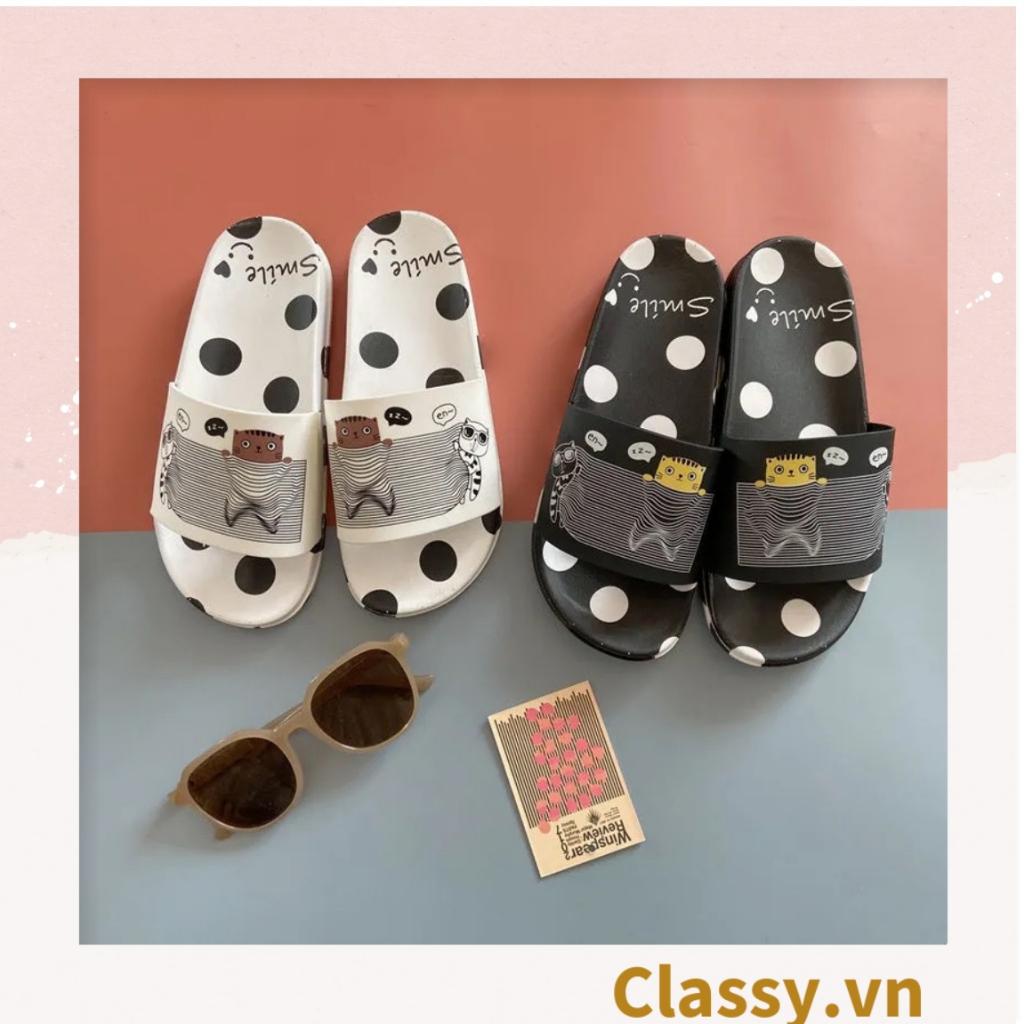 XẢ KHO Dép quai ngang nam nữ Classy họa tiết chấm bi đáng yêu, siêu êm, siêu bền G1120