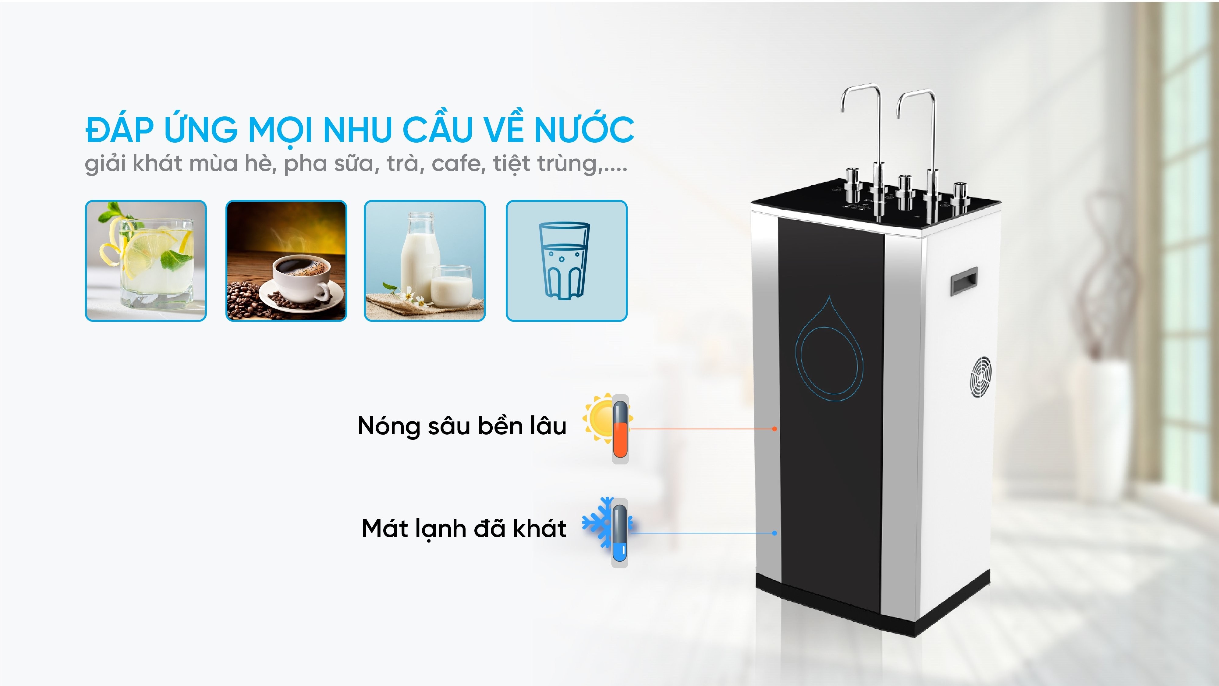 Máy Lọc Nước Nóng Lạnh Nguội KAD-D50 (10 lõi lọc Smax hiệu suất cao) - Hàng Chính Hãng