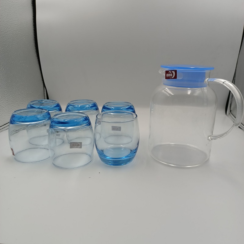 Bộ Bình Thủy Tinh Chịu Nhiệt 1.3 LÍT TẶNG KÈM 6 Cốc Thủy Tinh  Cao Cấp