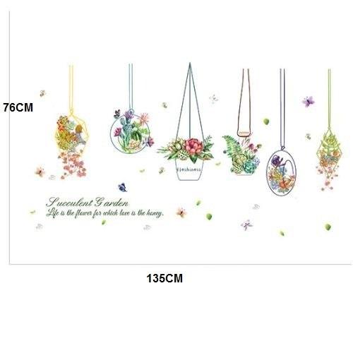 DECAL DÁN TƯỜNG GIỎ HOA SẮC MÀU