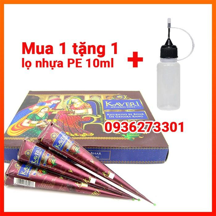 Mực Henna Kaveri màu nâu truyền thống  MUA 1 TẶNG 1 LỌ đựng mực 10ml