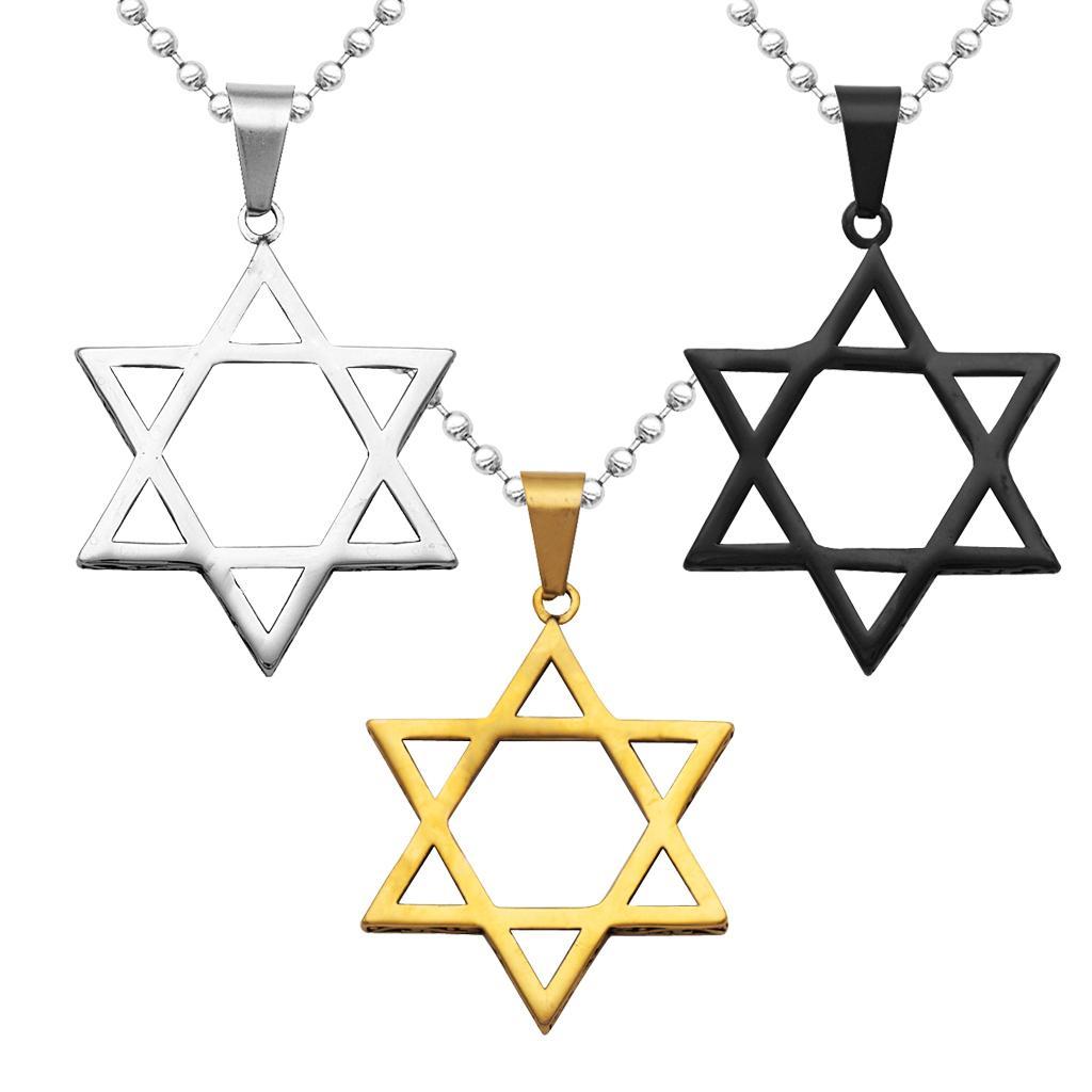 2X Men's Stainless Steel Star Of David Pendant Necklace Chain 20" Silver