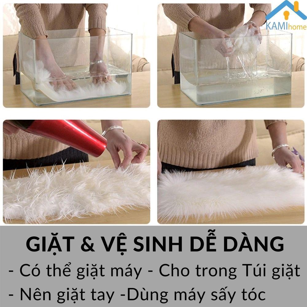 Thảm lông loang trải sàn (Loại dài 3cm) trang trí chụp ảnh Chùi chân khô Chữ nhật 60*40cm mã 27013