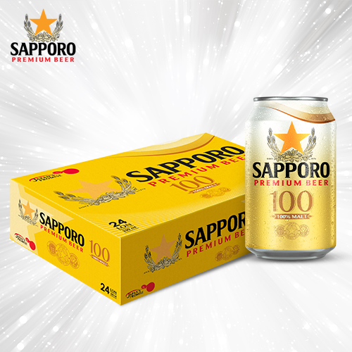 Thùng Bia Sapporo Premium 100 - 24 lon 330ml