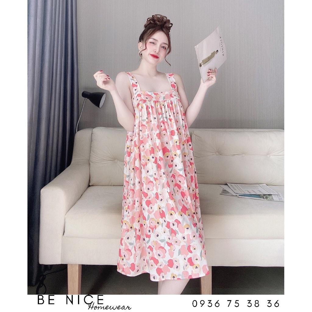 Váy dây bản to lụa latin nhiều họa tiết xinh xắn cho nàng diện thoải mái, Be Nice Homewear