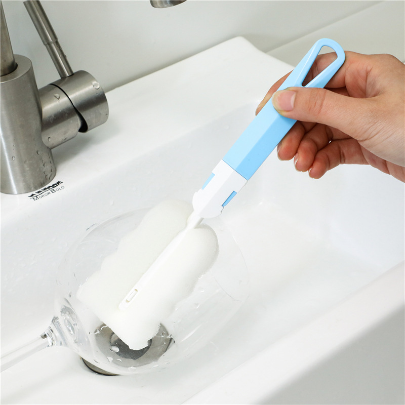 Cây cọ rửa ly cốc, chai lọ, bình sữa bằng mút xốp cán rời có móc treo tiện dụng cho gia đình, quán ăn, cà phê - Dụng cụ rửa ly cốc nhỏ gọn tiện dụng