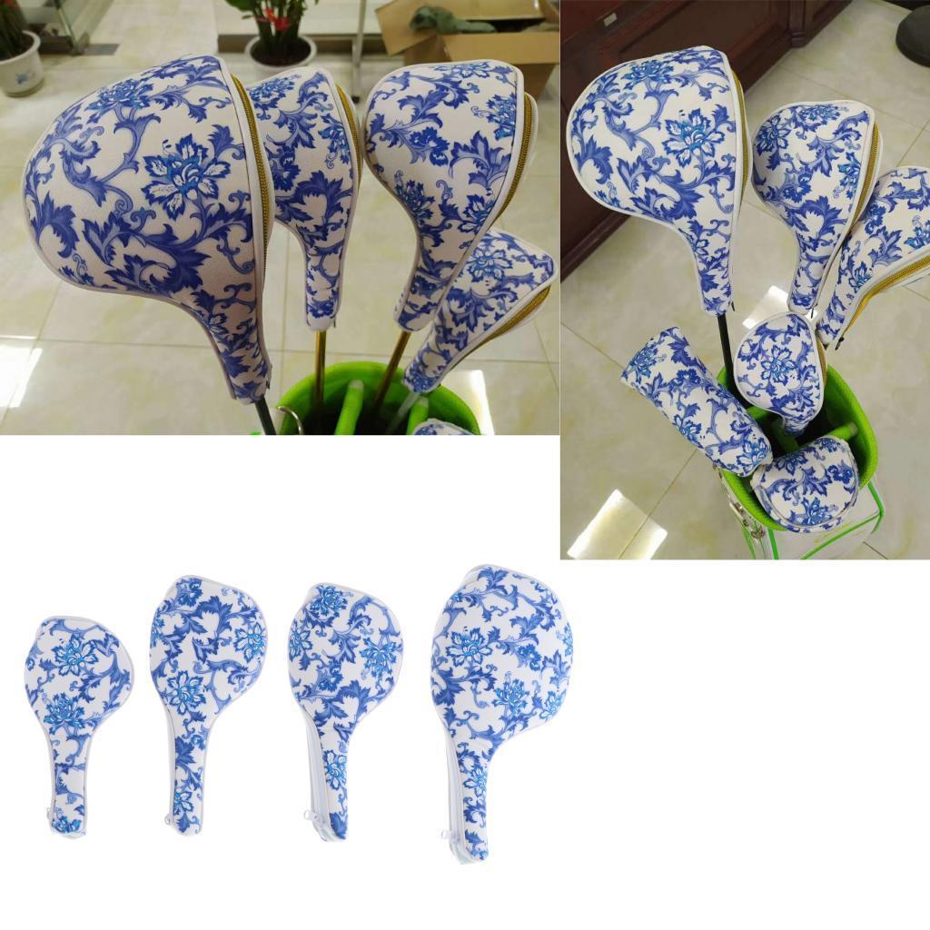 4Pcs Golf  Cover Hybrid Driver Headcover Woods Cover Accessories