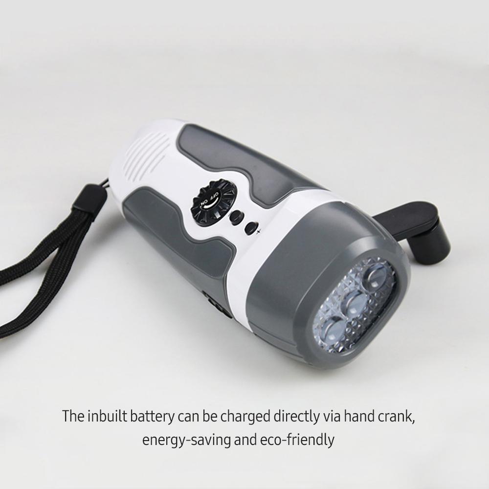 Khẩn Cấp LED-Đèn Pin Quay Tay Đài AM/FM Báo Động SOS Ngân Hàng Điện Di Động Bộ Sạc Điện Thoại Cho Gia Đình, Cắm Trại Ngoài Trời, Đi Bộ Đường Dài USB Có Thể Sạc Lại