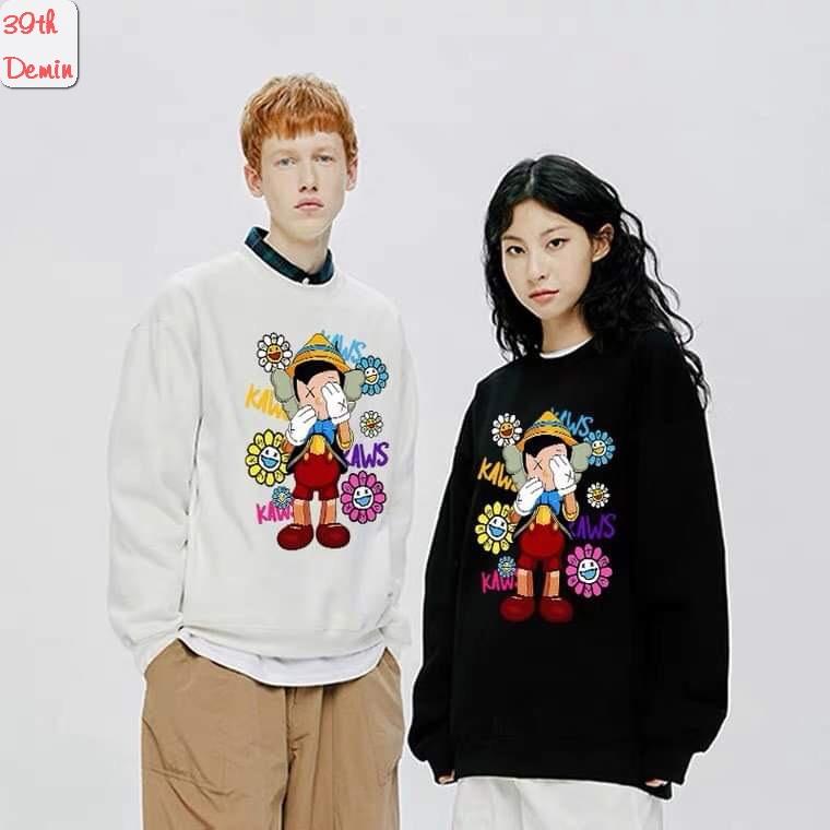 Áo Nỉ Pinocchio cậu bé mũi dài phong cách Hip Hop graffiti sweater unisex Form rộng Free Size