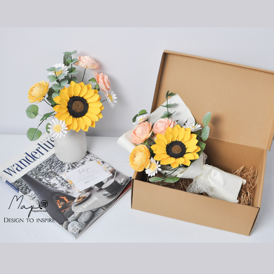 Hoa giấy quà tặng cao cấp - Sunshine, hoa giấy handmade Maypaperflower - hoa giấy nghệ thuật
