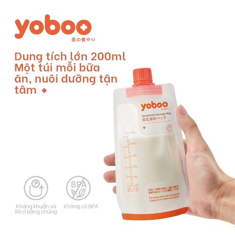 [Kèm cổ nối] Set 90 túi trữ sữa mẹ Yoboo YB-004 có nắp vặn dung tích 200ml chất liệu PET an toàn cho bé - Hàng chính hãng