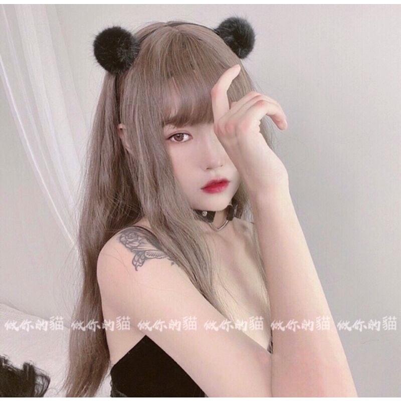 Băng Đô Bờm Cài Tóc Cục Bông Gấu Tròn Lông Mịn Siêu Cute Mainia Shop