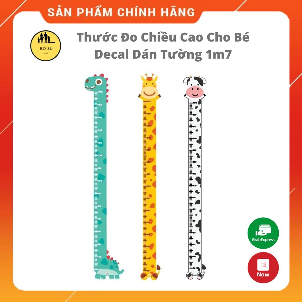 Thước đo chiều cao cho bé decal dán tường 3d hình con vật đáng yêu 1m7 Shop Bố Su