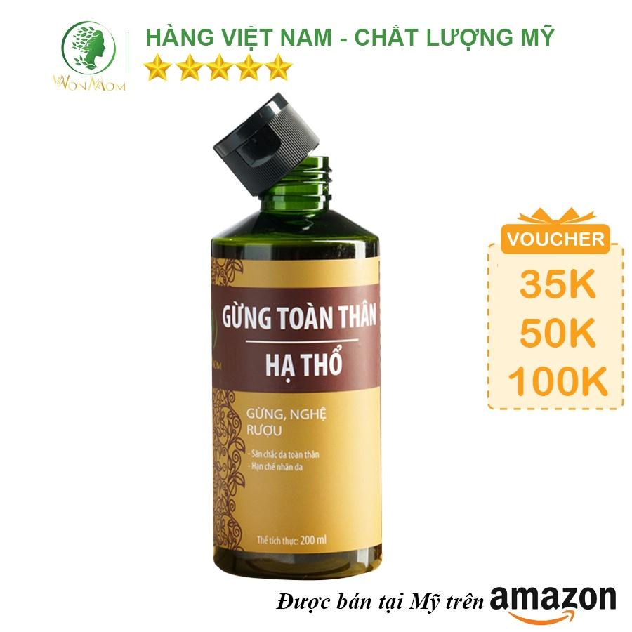 Gừng toàn thân hạ thổ massage giảm đau nhức, lưu thông khí huyết Wonmom 200ml