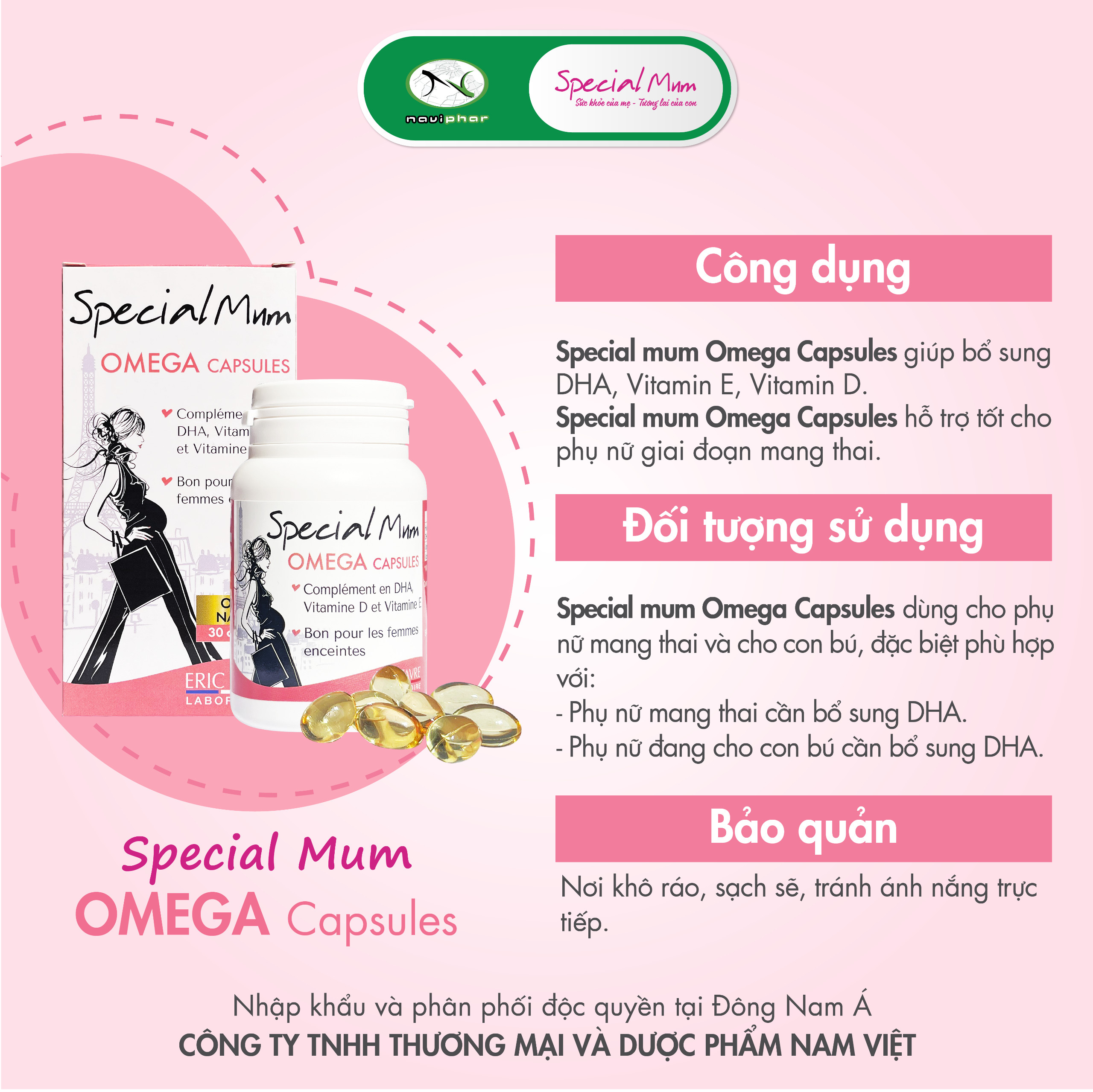 [Hộp 30/60 viên] TPBVSK Special Mum Omega Capsules  - DHA chiết xuất thực vật [Nhập khẩu Pháp]