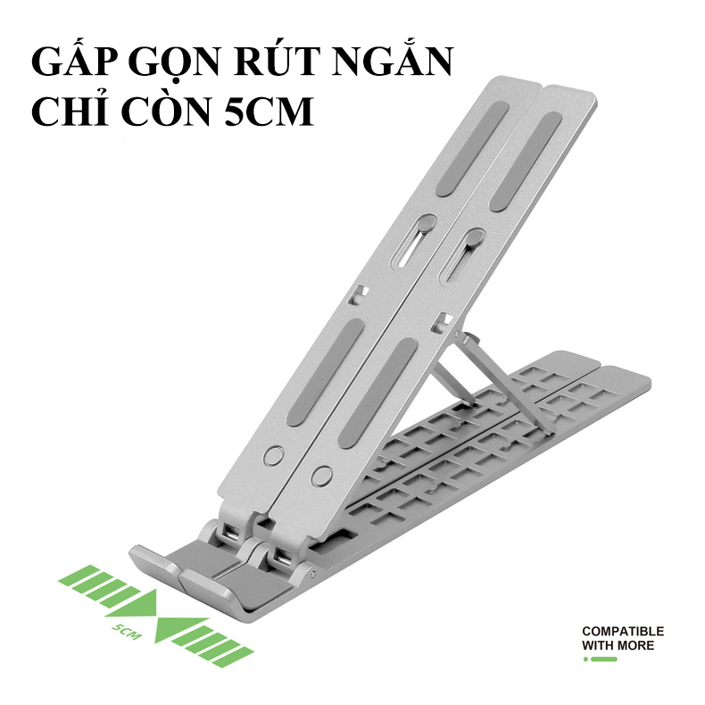 Giá đỡ laptop gấp gọn tiện lợi chất liệu hợp kim nhôm vô cùng cứng cáp và chắc chắn phù hợp cho các laptop từ 11 đến 17 inch HD00029