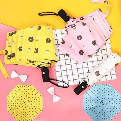 Ô dù đi mưa , che nắng gấp gọn hình họa tiết gấu dễ thương cute chống tia UV , dù gấu xinh xắn nhỏ gọn dễ dàng mang theo mọi nơi